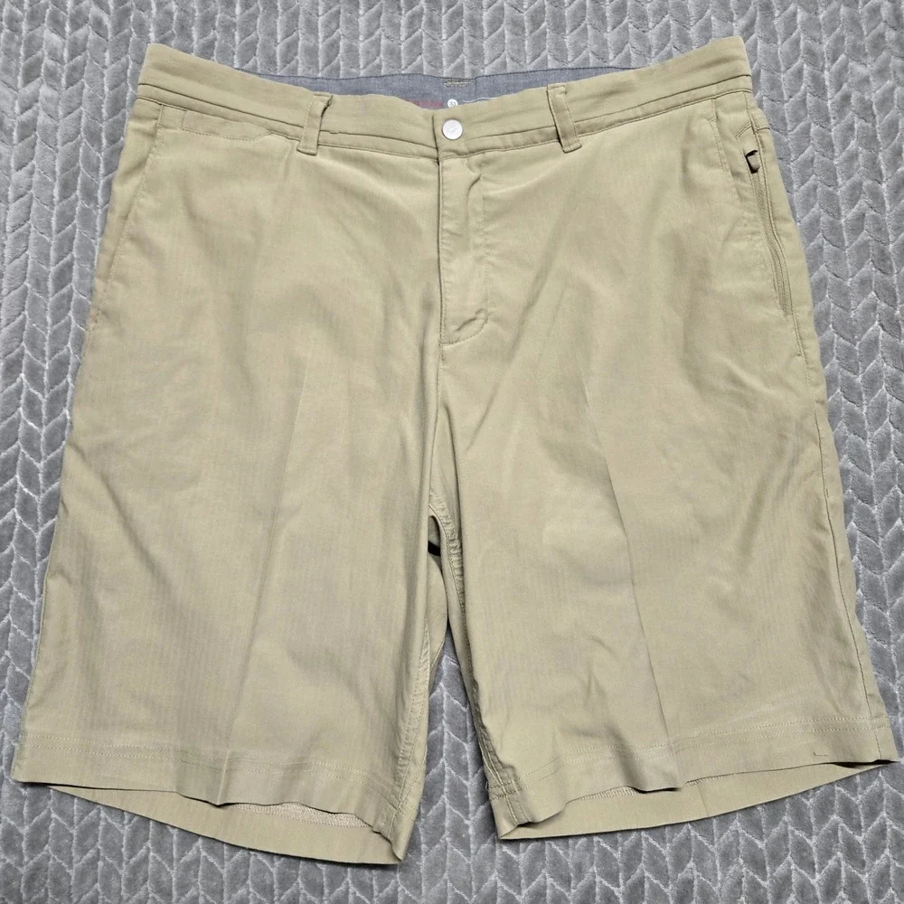 Nike Tiger‎ Woods Collection Practice Mens 33 Khaki Golf Shorts Herringbone